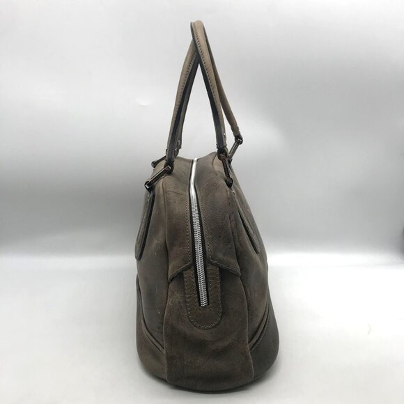 Longchamp Grey Distressed Leather Cosmo Satchel Bag - Picture 5 of 11